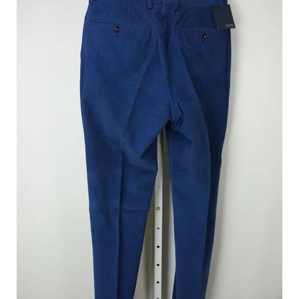 Incotex 100% Cotton Royal Blue Corduroy Mens Pants Sz 44 NEW